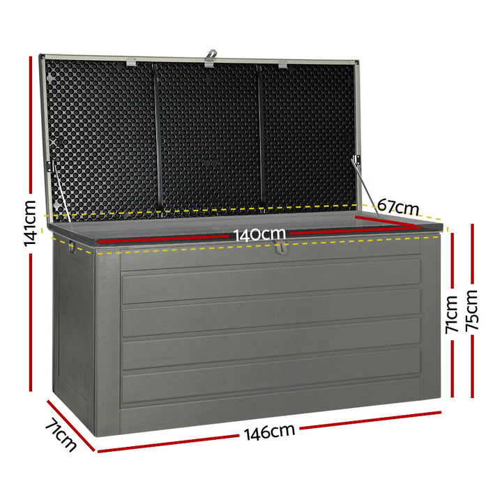 680L Waterproof Outdoor Storage Box / Bench (Lockable)  - Grey