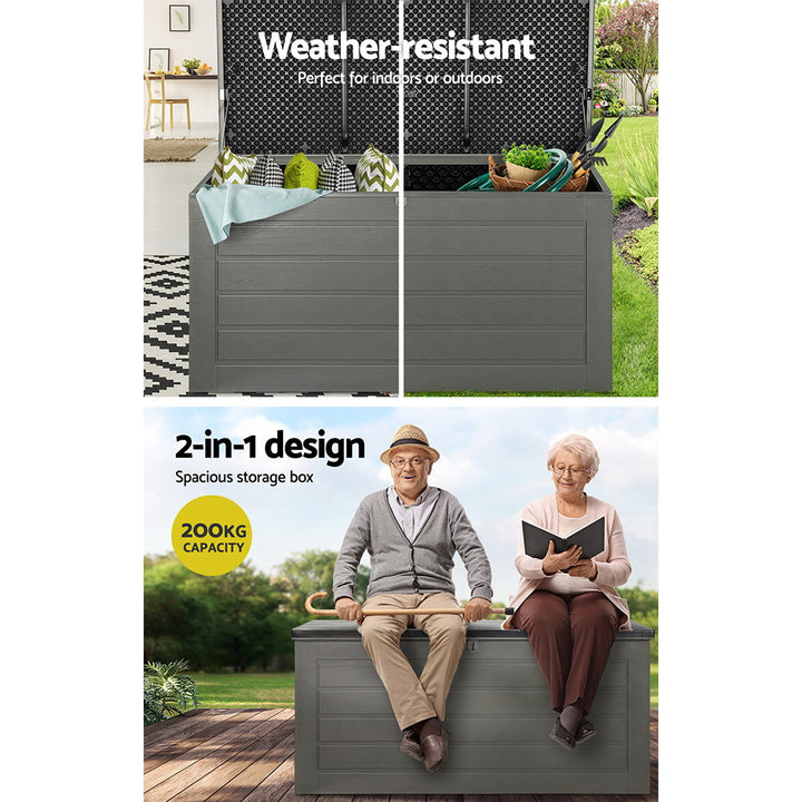 680L Waterproof Outdoor Storage Box / Bench (Lockable)  - Grey