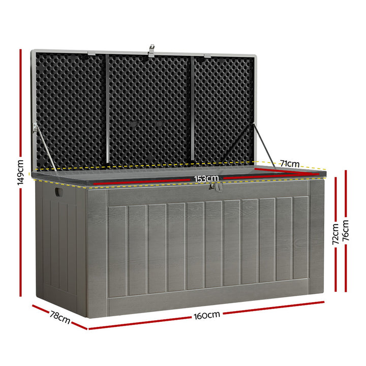 830L Waterproof Outdoor Storage Box (Lockable / Bench Seat) - Grey