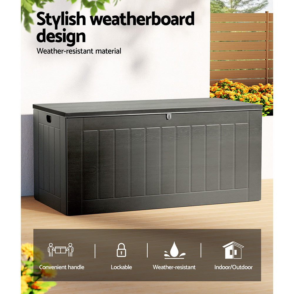 830L Waterproof Outdoor Storage Box (Lockable / Bench Seat) - Grey