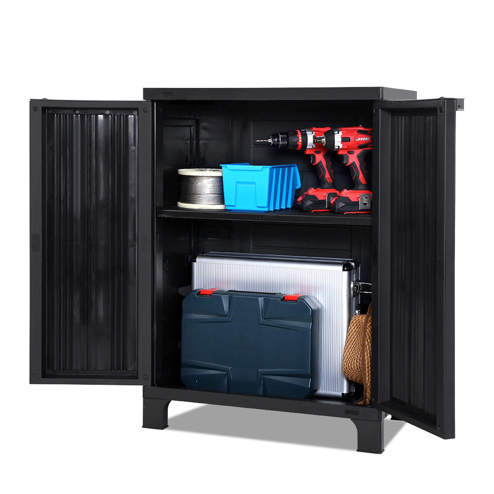 Outdoor Storage Cupboard Lockable Garden Sheds Adjustable Black