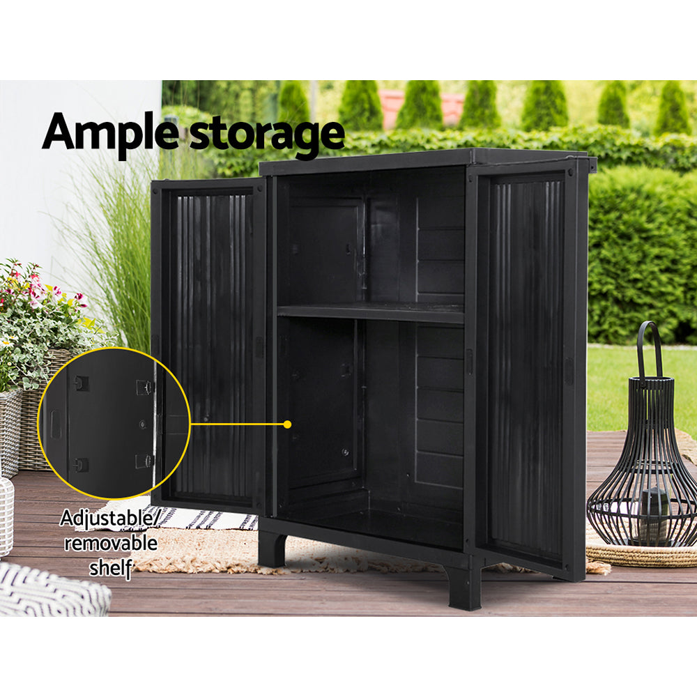 Outdoor Storage Cupboard Lockable Garden Sheds Adjustable Black