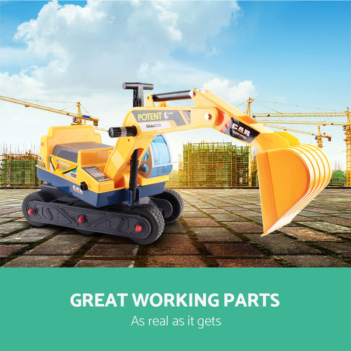 Kids Ride On Excavator - Yellow - The  Best Backyard