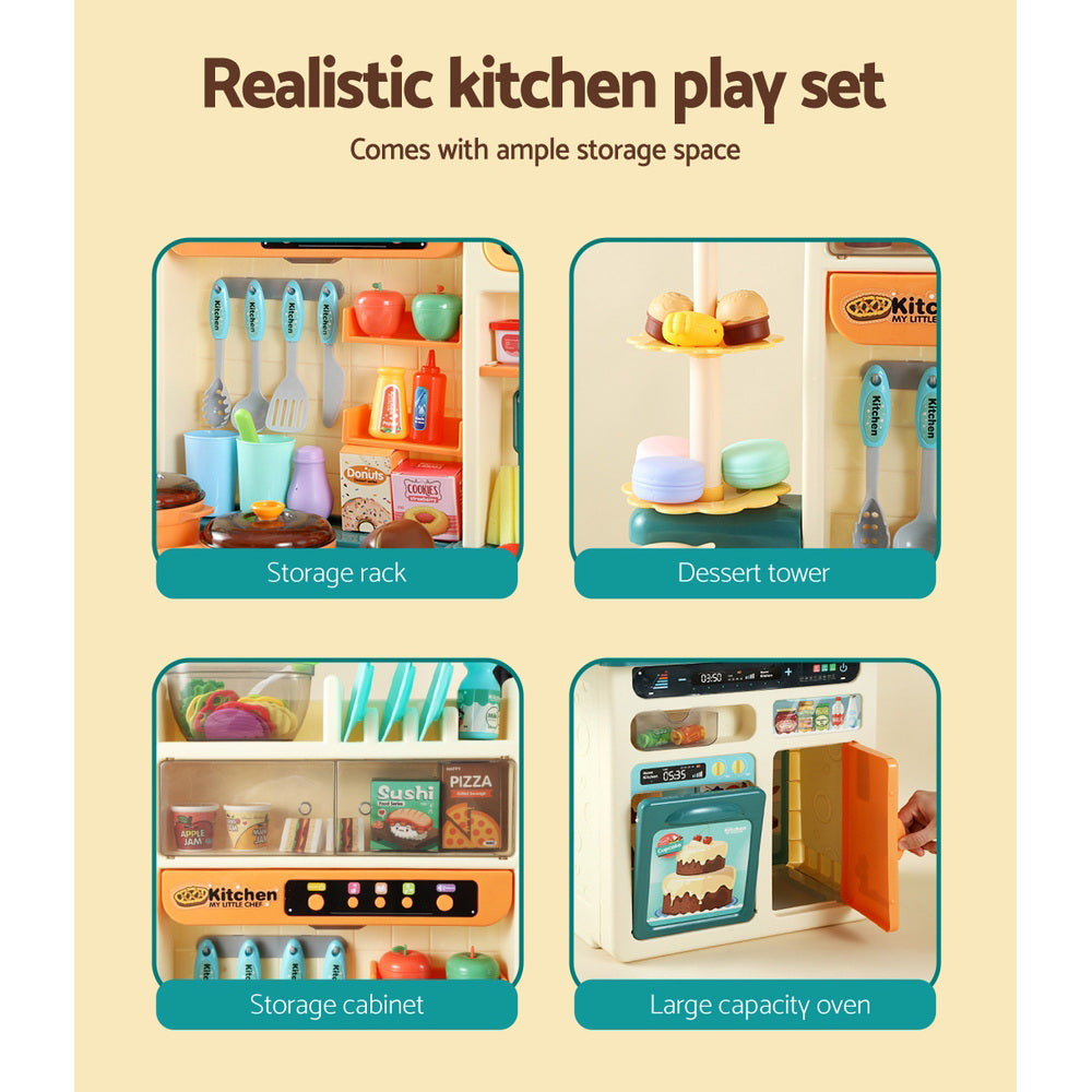 Kids Kitchen Playset Pretend Play Food Sink Cooking Utensils 73pcs