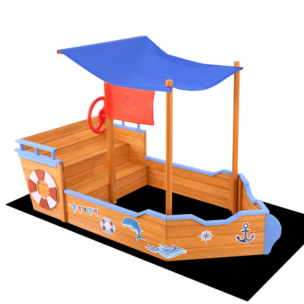 Keezi Boat Sand Pit With Canopy