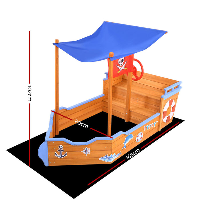 Keezi Boat Sand Pit With Canopy