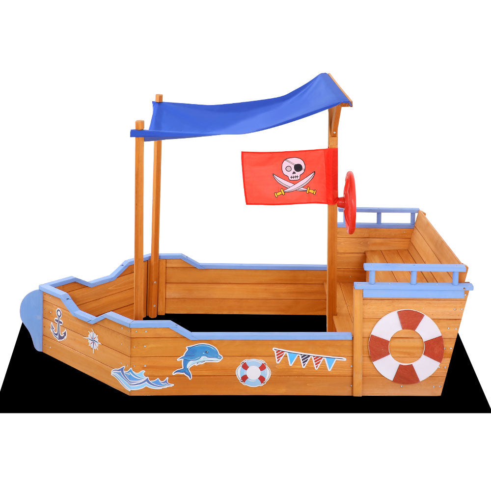 Keezi Boat Sand Pit With Canopy