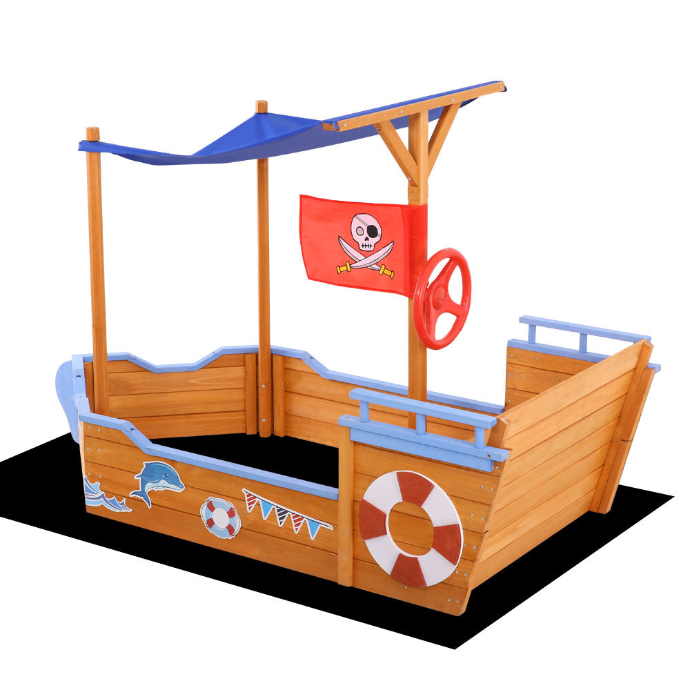 Keezi Boat Sand Pit With Canopy