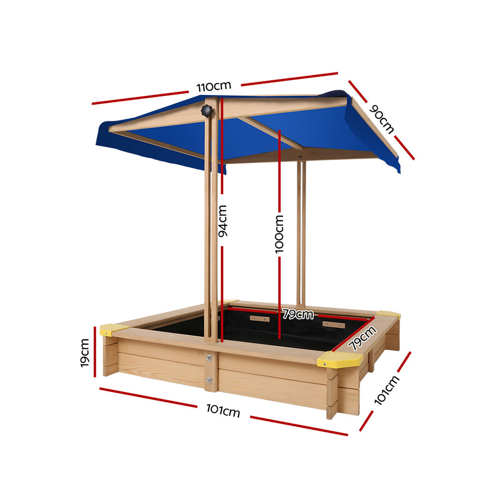 Outdoor Sand Pit- Natural Timber with Canopy