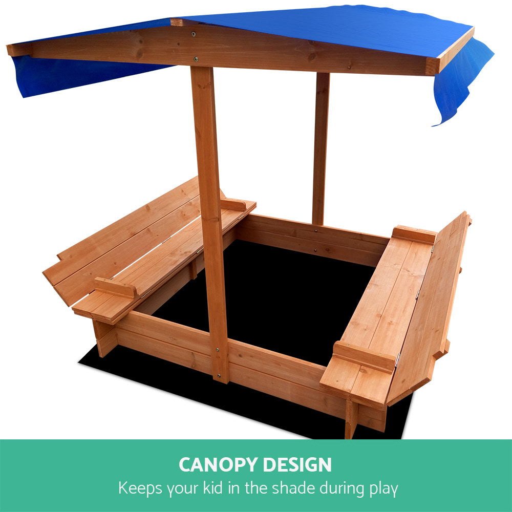 Canopy Sandpit Box Set - Natural Wood