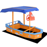 Pirate Boat Shaped Sandpit with Canopy