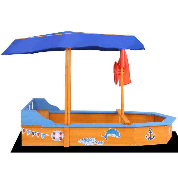 Keezi Boat-shaped Canopy Sand Pit