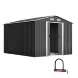 Giantz 2.6m x 3.9m x 2m Garden Shed - Metal Base - Grey