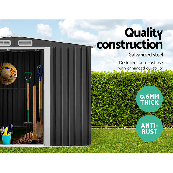 Giantz 2.6m x 3.9m x 2m Garden Shed - Metal Base - Grey