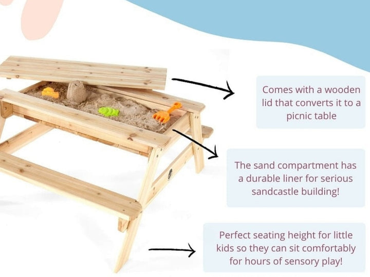 Wooden Sand and Picnic Table