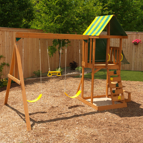 climbing frame and swing set playset by kidkraft for children