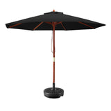 Instahut 2..7m Outdoor Umbrella - with Base & Pole - Black