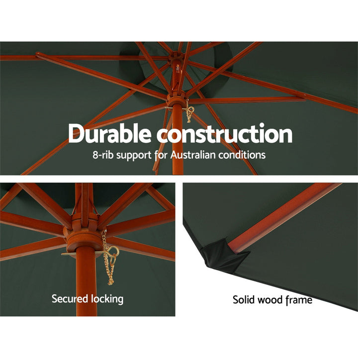 Instahut Outdoor Umbrella Pole Umbrellas 3M W/ Base Garden Stand Deck Charcoal