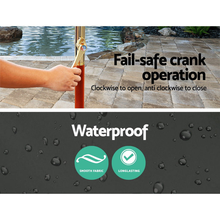 Instahut Outdoor Umbrella - 3M w/Base - Charcoal