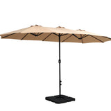 Instahut 4.57m Outdoor Umbrella with Twin Base Stand - Beige