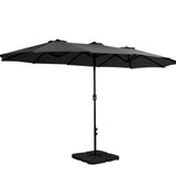 Instahut 4.57m Outdoor Umbrella with Twin Base Stand - Black