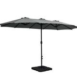 Instahut 4.57m Outdoor Umbrella with Twin Base Stand - Charcoal