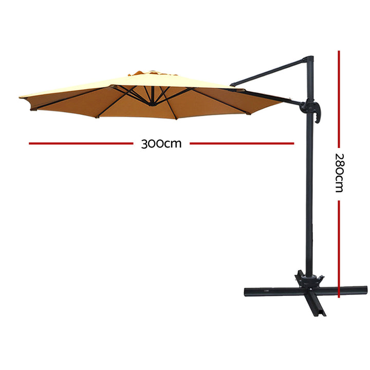 Instahut Roma Outdoor Umbrella - Beige 3m