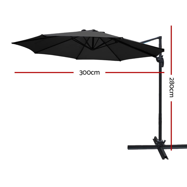 Instahut Roma Outdoor Umbrella - Black 3m