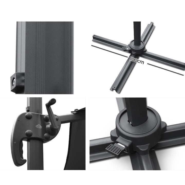Instahut Roma Outdoor Umbrella - Black 3m