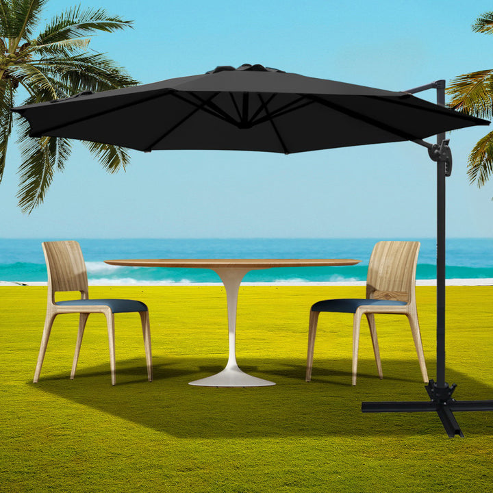 Instahut Roma Outdoor Umbrella - Black 3m