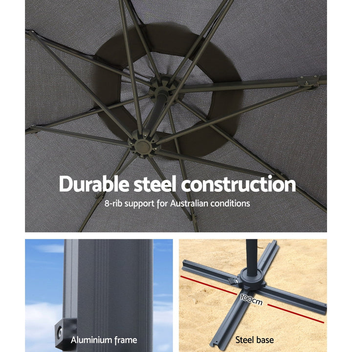 Instahut 3M Roma Outdoor Furniture Garden Umbrella 360 Degree Charcoal