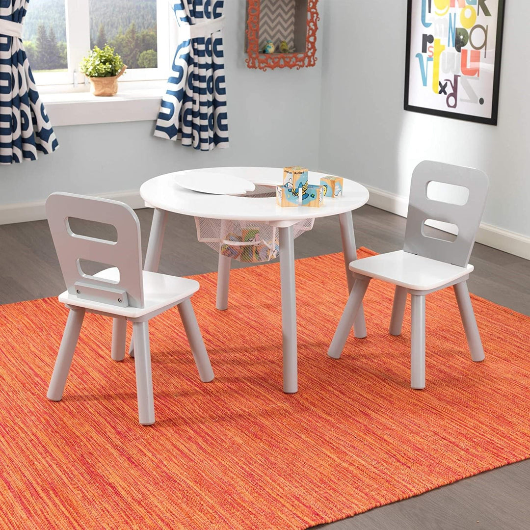 Kids Round Table & 2 Chair Set (Grey)