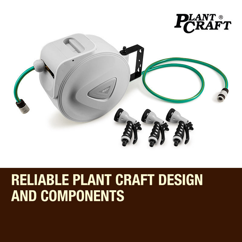 PLANTCRAFT 20M Retractable Garden Water Hose Reel