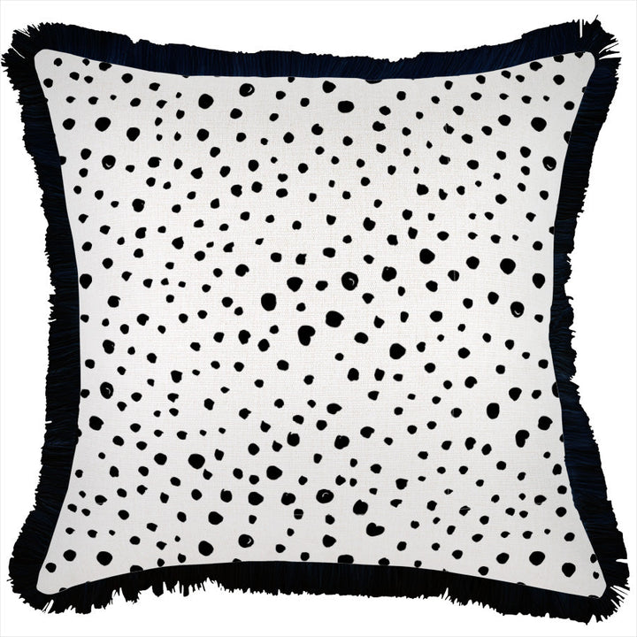 Cushion Cover-Coastal Fringe Black-Lunar-45cm x 45cm