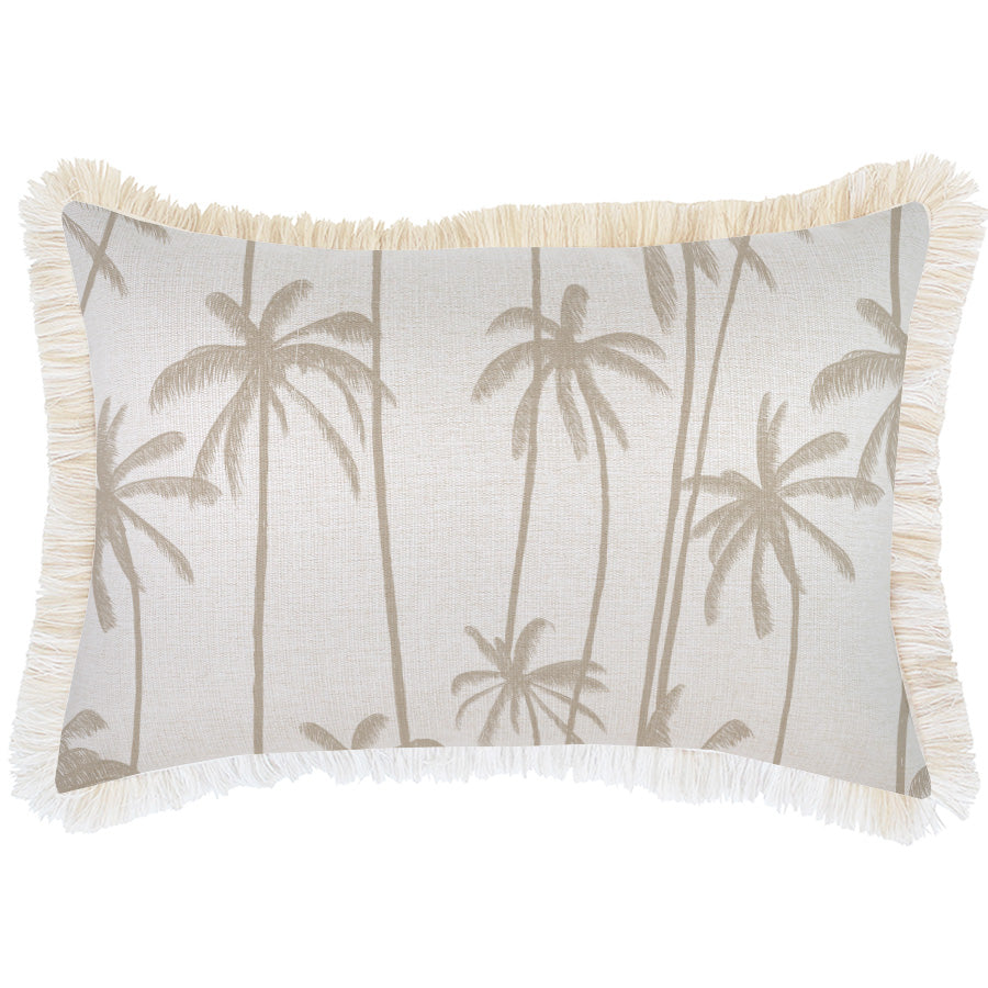 Cushion Cover-Coastal Fringe-Tall-Palms-Beige-35cm x 50cm
