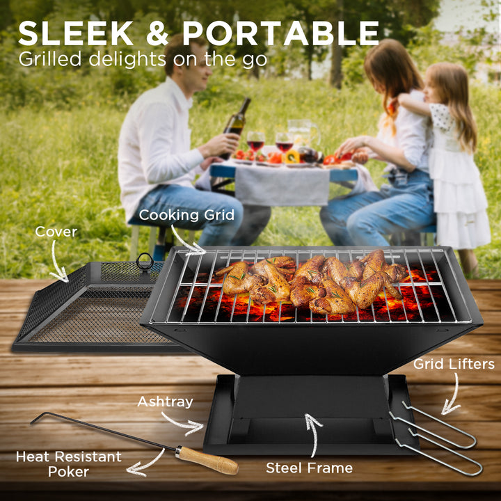 Portable Outdoor Fire Pit for BBQ, Grilling, Cooking, Camping