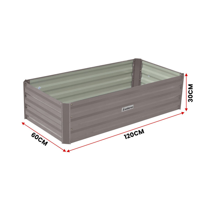 Wallaroo 120 x 60 x 30cm Garden Bed - Galvanized Steel - Grey