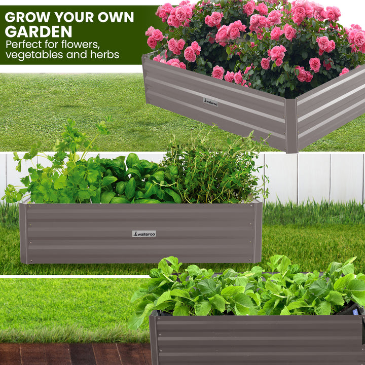 Wallaroo 120 x 60 x 30cm Garden Bed - Galvanized Steel - Grey