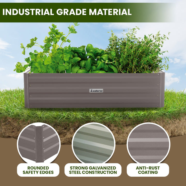 Wallaroo 120 x 60 x 30cm Garden Bed - Galvanized Steel - Grey