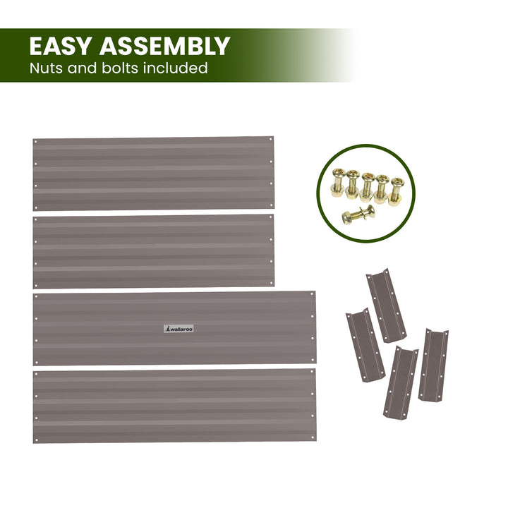 Wallaroo 120 x 60 x 30cm Garden Bed - Galvanized Steel - Grey