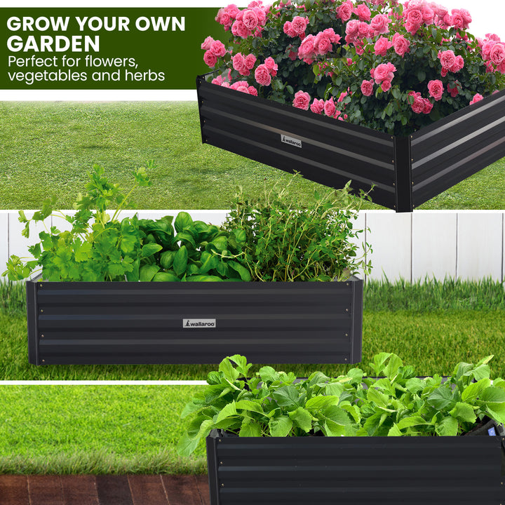 Wallaroo 210 x 90 x 30cm Garden Bed - Galvanized Steel - Black