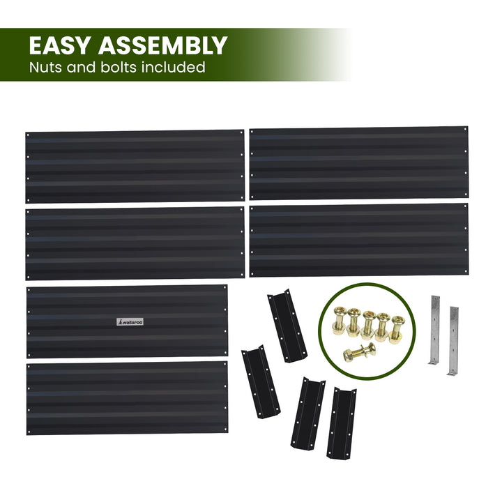Wallaroo 210 x 90 x 30cm Garden Bed - Galvanized Steel - Black