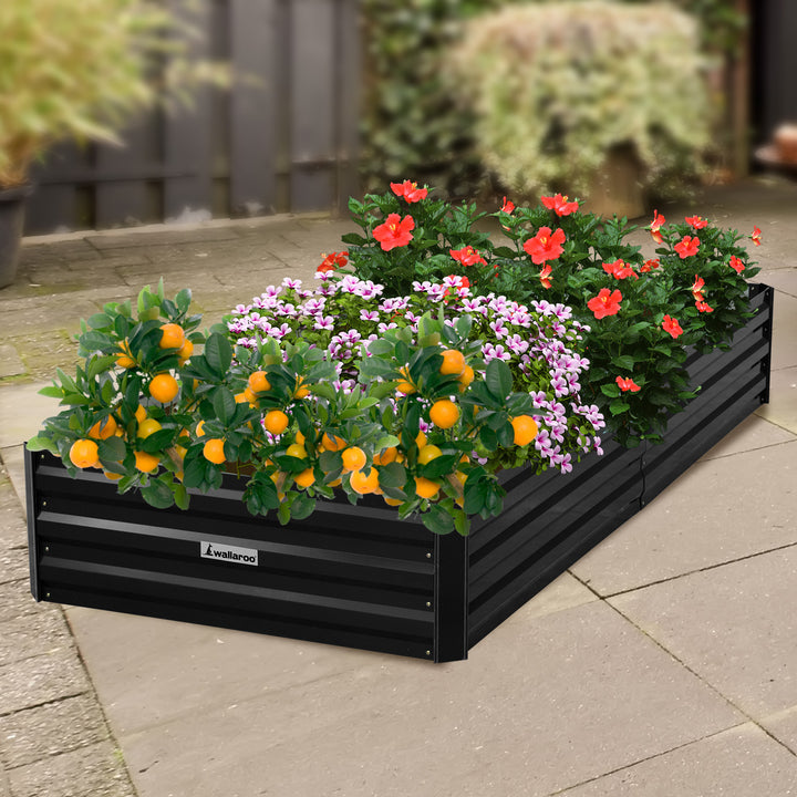Wallaroo 210 x 90 x 30cm Garden Bed - Galvanized Steel - Black