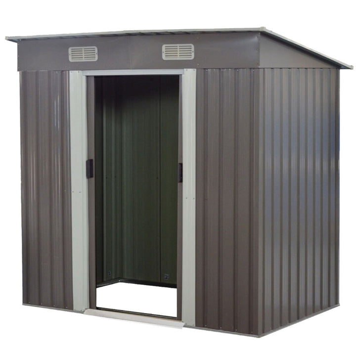 Wallaroo 4ft x 6ft Garden Shed with Base Flat Roof Outdoor Storage - Grey