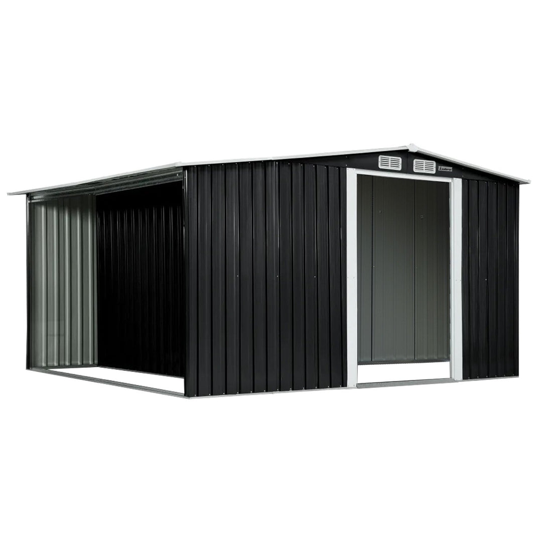 Wallaroo Garden Shed with Semi-Closed Storage 10*8FT - Black