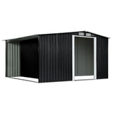 Wallaroo Garden Shed with Semi-Closed Storage Area - 10 x 8FT - Black