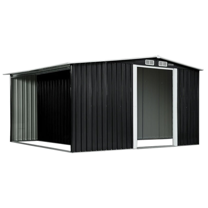 Wallaroo 6ft x 8ft Garden Shed with Semi-Closed Storage Space - Black