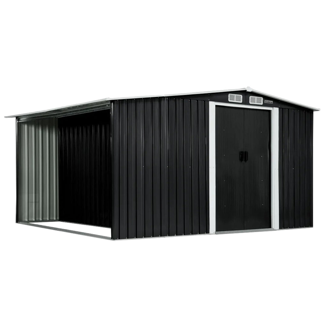Wallaroo 6ft x 8ft Garden Shed with Semi-Closed Storage Space - Black