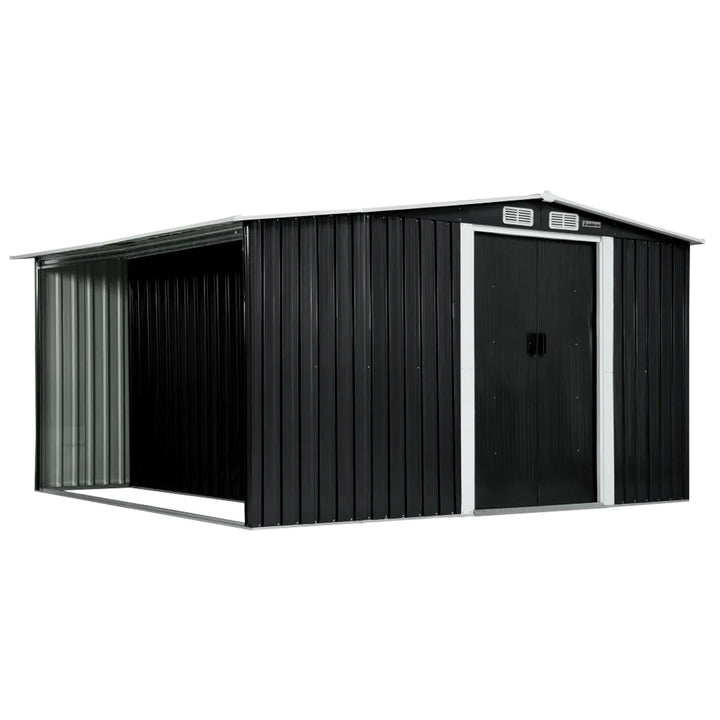Wallaroo 6ft x 8ft Garden Shed with Semi-Closed Storage Space - Black