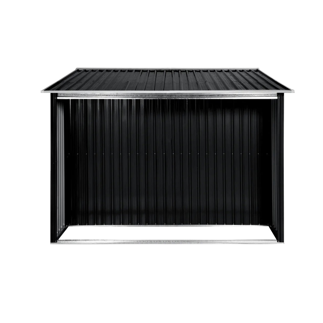 Wallaroo 6ft x 8ft Garden Shed with Semi-Closed Storage Space - Black